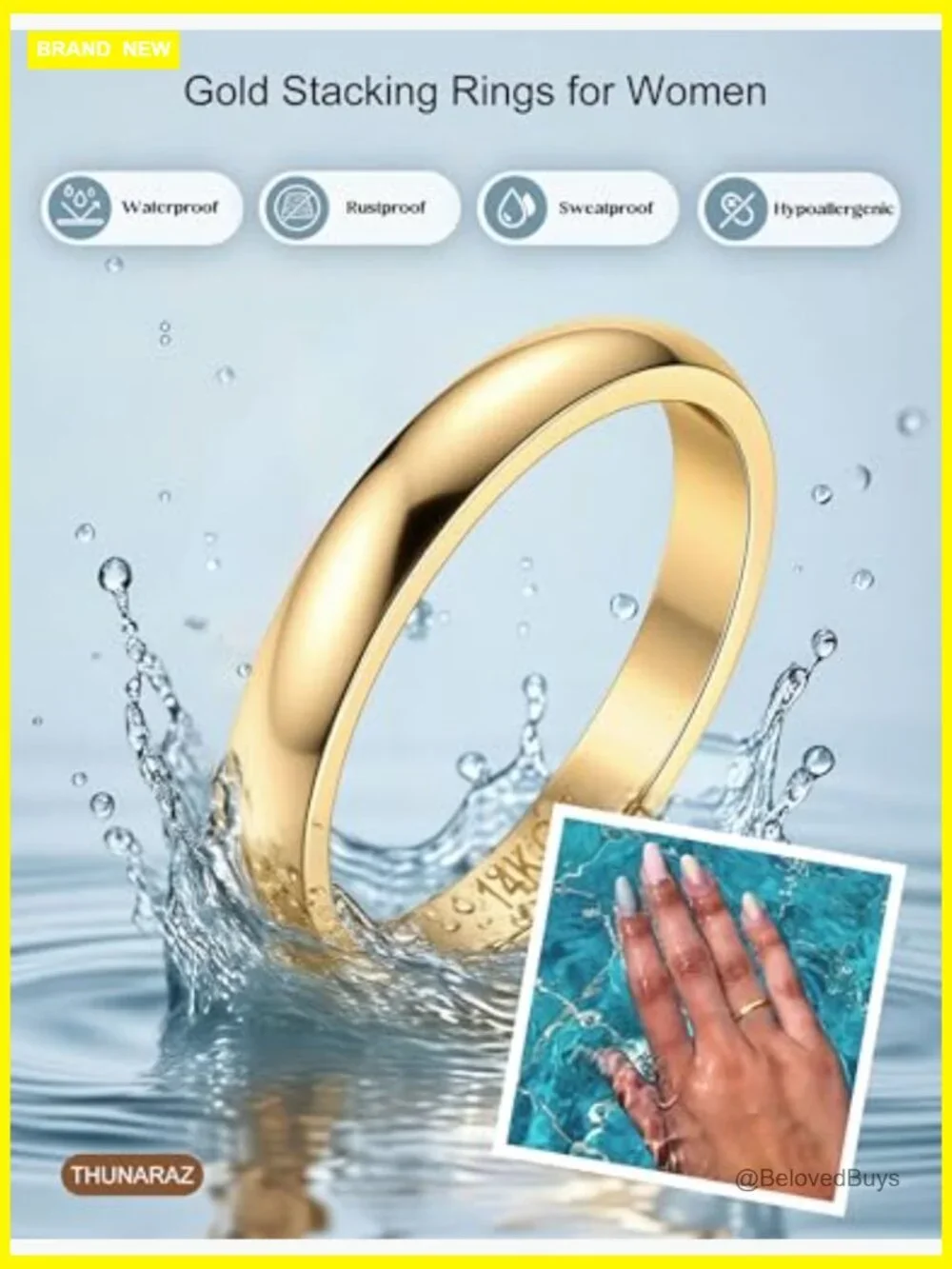 Stackable Thin Gold Filled Rings Set 4pcs 1-5mm Stacking Band